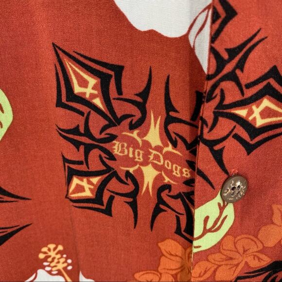 Rust brown Big Dogs Hawaiian shirt men’s size large - Picture 3 of 9